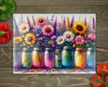 Jars of Flowers Glass Cutting Board cutting board