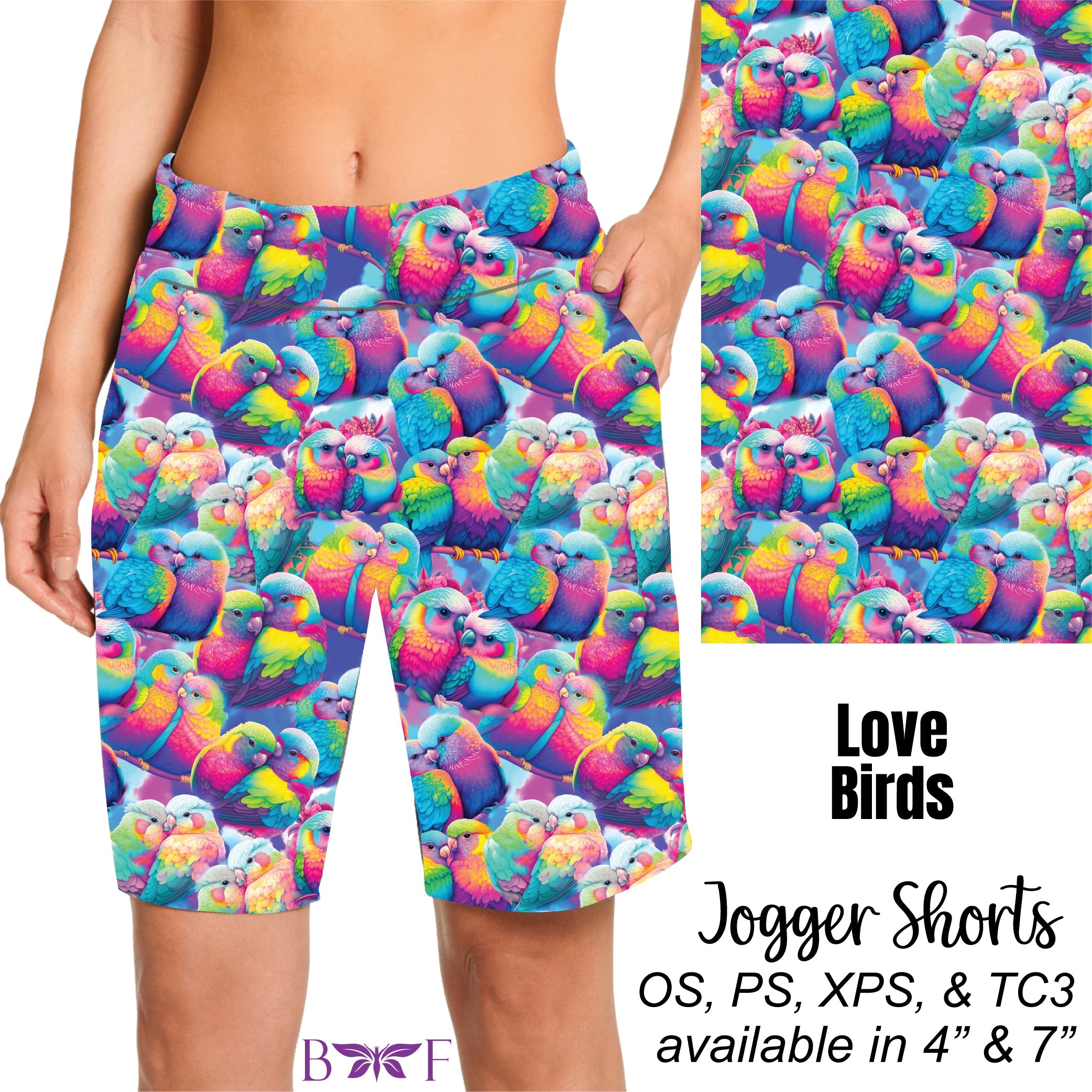 Love Birds biker shorts with pockets