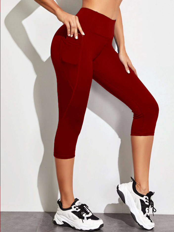 SPC RUN-MAROON- POCKET CAPRI- 2 OPTIONS capri