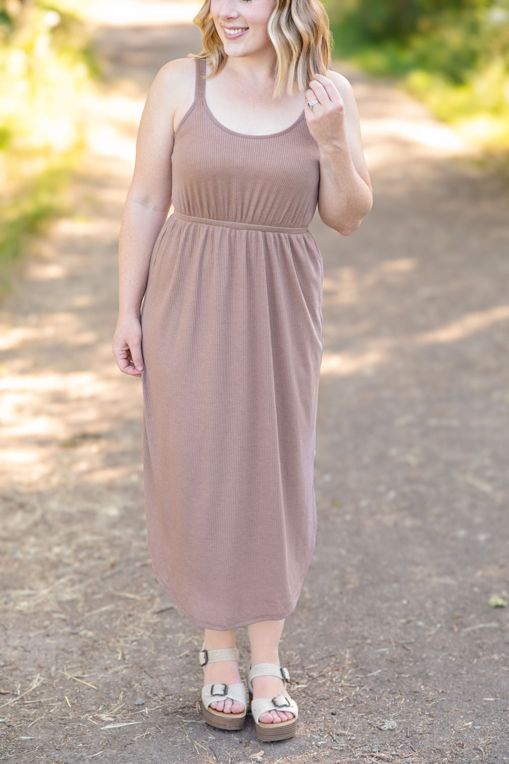 IN STOCK Reagan Ribbed Midi Dress - Mocha | Women's Dress FINAL SALE