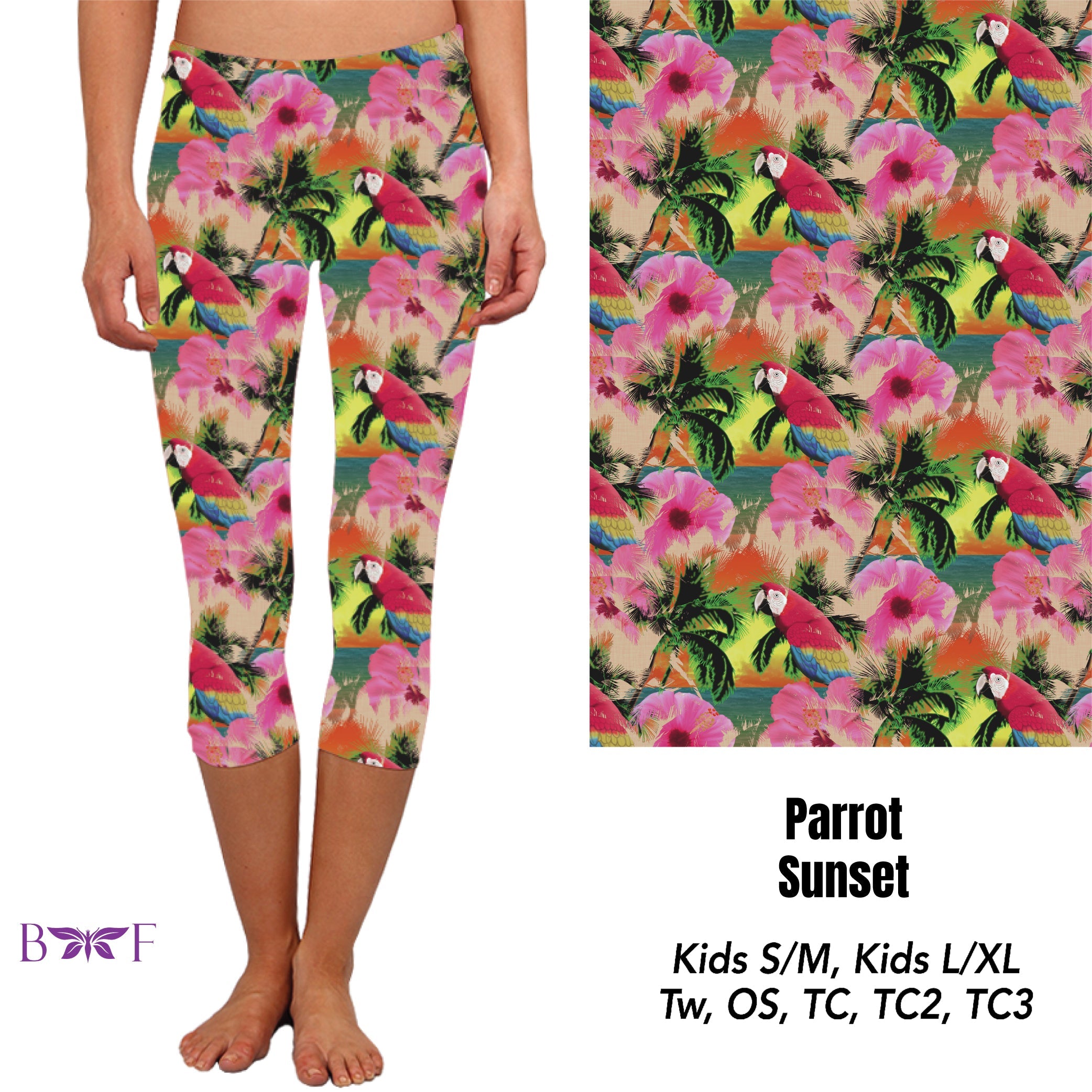 Parrot Sunset capris and skorts with pockets