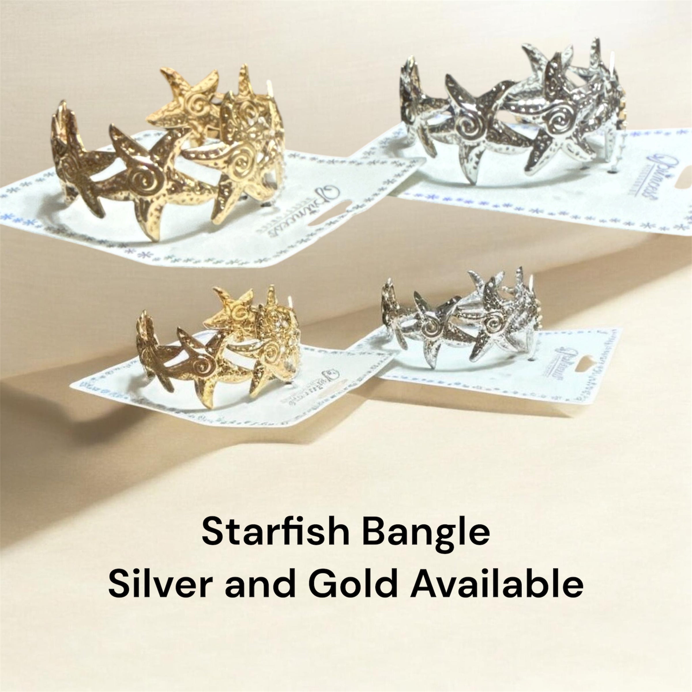 OCEAN THEME BANGLE - STARFISH IN YOUR CHOICE OF GOLD OR SILVER bracelet