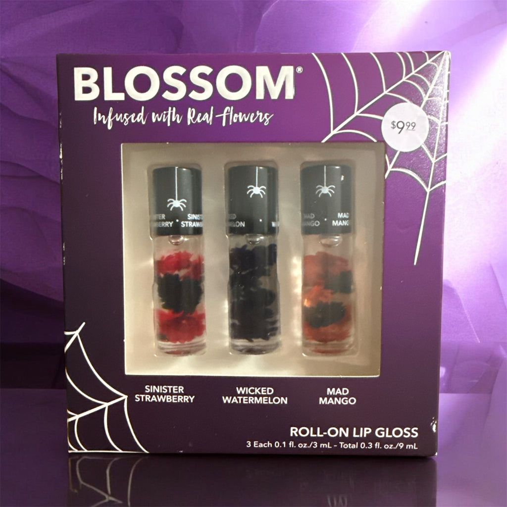 BLOSSOM ROLL-ON LIP GLOSS IN 3 SPOOKY FORMULAS