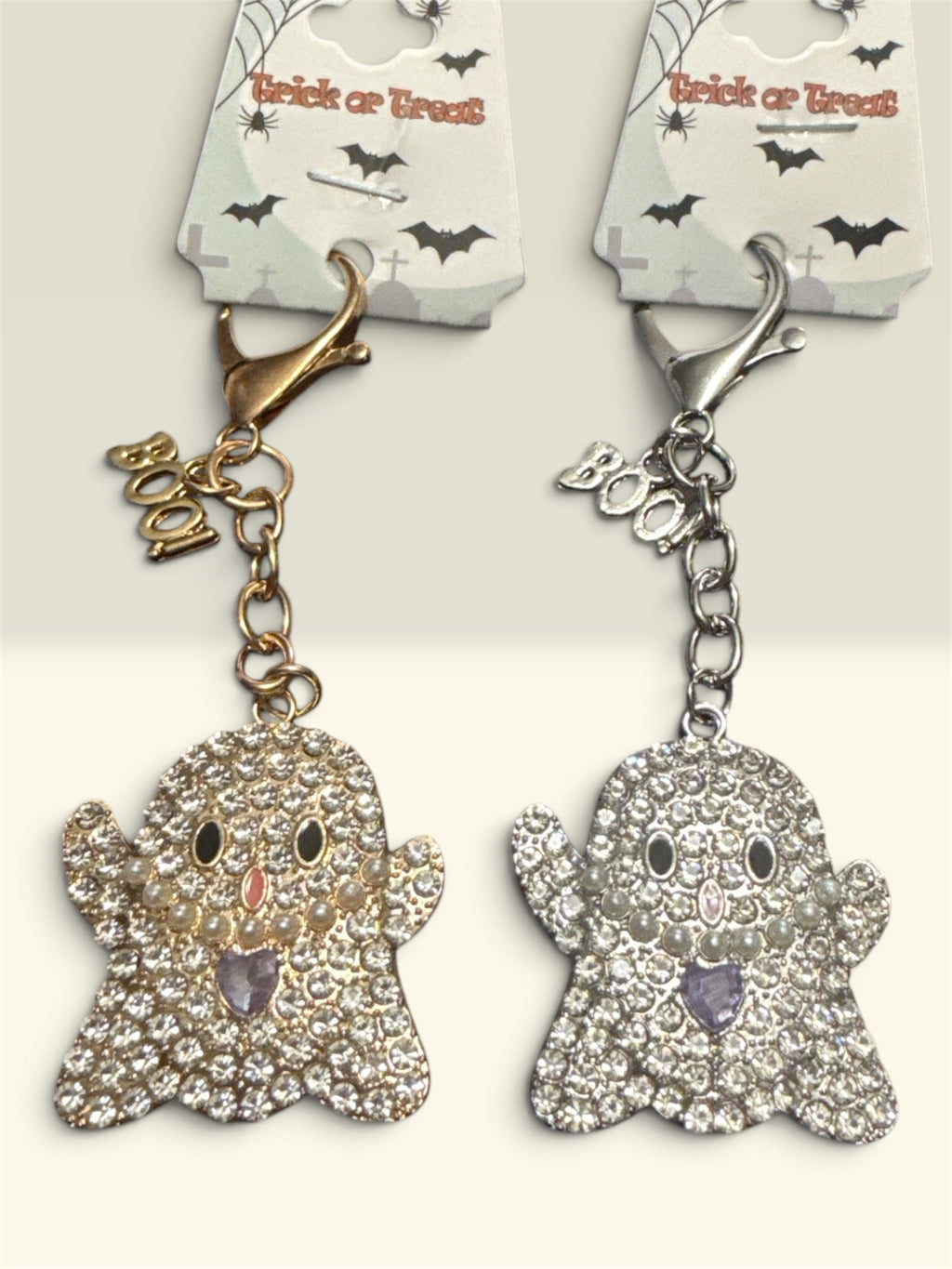 FUN AND BLINGY AND BOO-GIE SKULLS AND GHOSTS | KEYCHAINS OR PURSE CHARMS IN GOLD OR SILVER Keychain