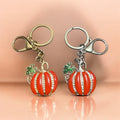 FALL IS IN THE AIR | ORANGE BLING PUMPKIN KEYCHAINS IN GOLD OR SILVER - YOUR CHOICE