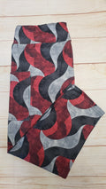 Burgundy, Black, and Grey Waves capris and skorts with pockets