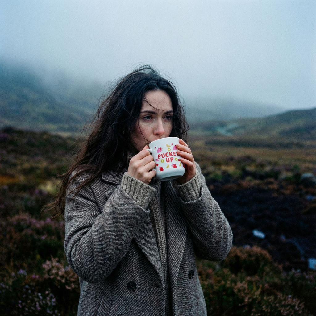 ROMANCE PUCKER UP HEART SHAPED MUG 12OZ