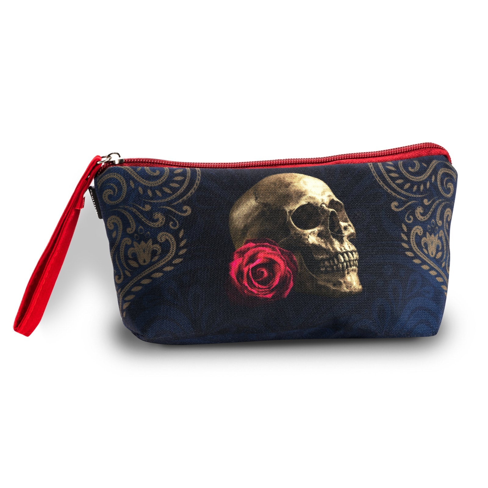 ROSE SKULL NAVY MAKEUP BAG Makeup Bag