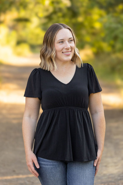 IN STOCK Emery Ruffle Top - Black | Women's Blouse