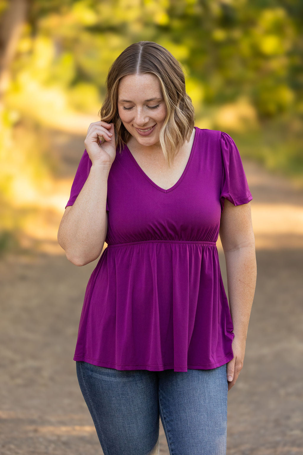 IN STOCK Emery Ruffle Top - Purple | Women's Blouse