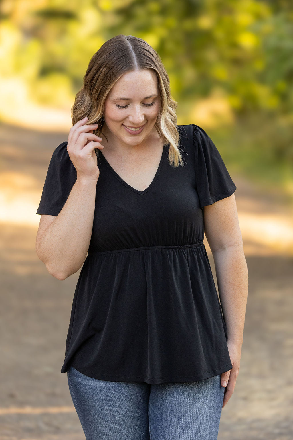 IN STOCK Emery Ruffle Top - Black | Women's Blouse