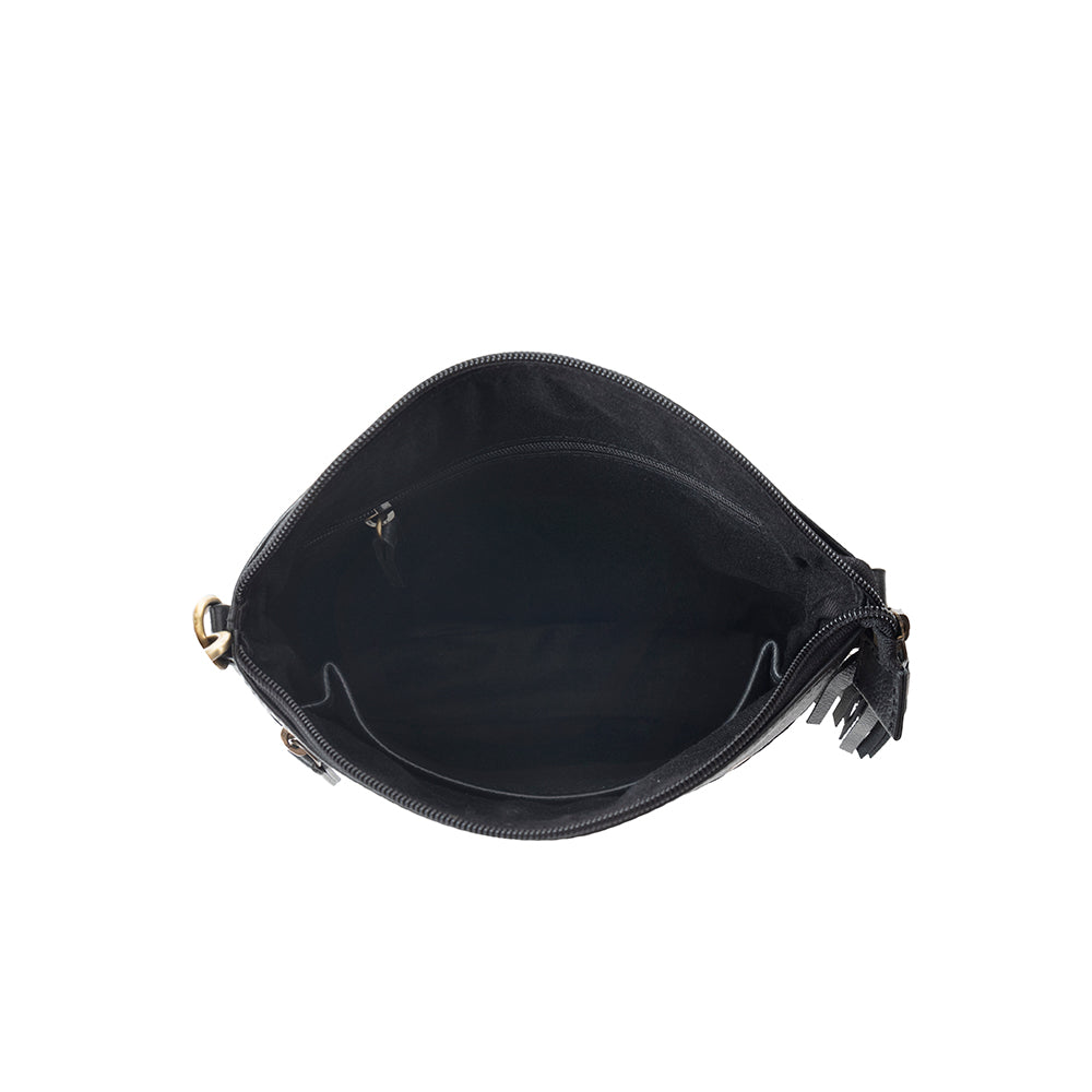 Prairie Sage Spotted Shoulder Bag In Black Shoulder Bags