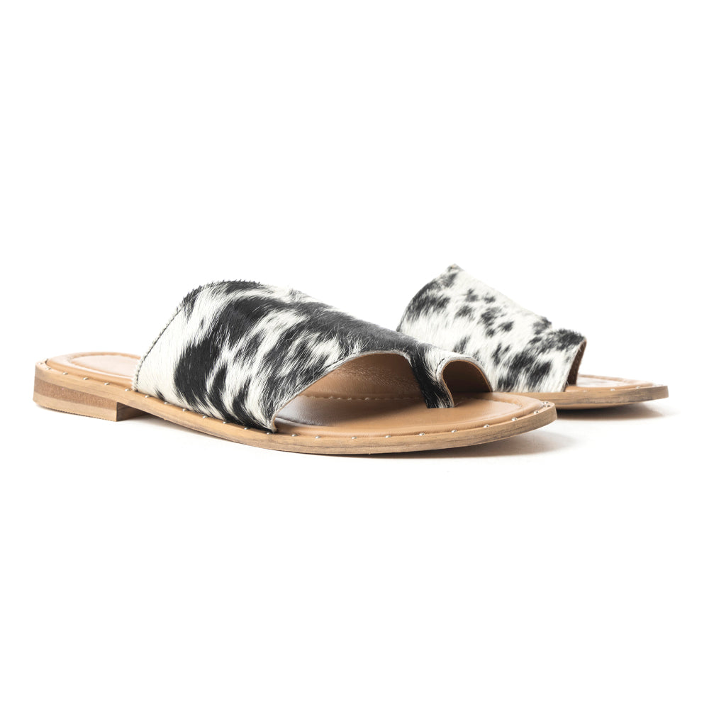 MYRA KIMMEE TRAIN HAIR-ON LEATHER SANDALS - OPEN TOE FLATS Sandals & Slippers