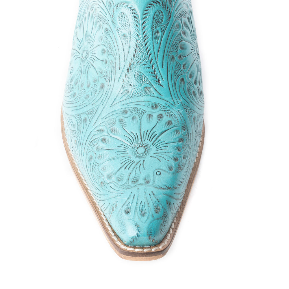VALERIA HAND-TOOLD MULES IN TURQUOISE Shoes