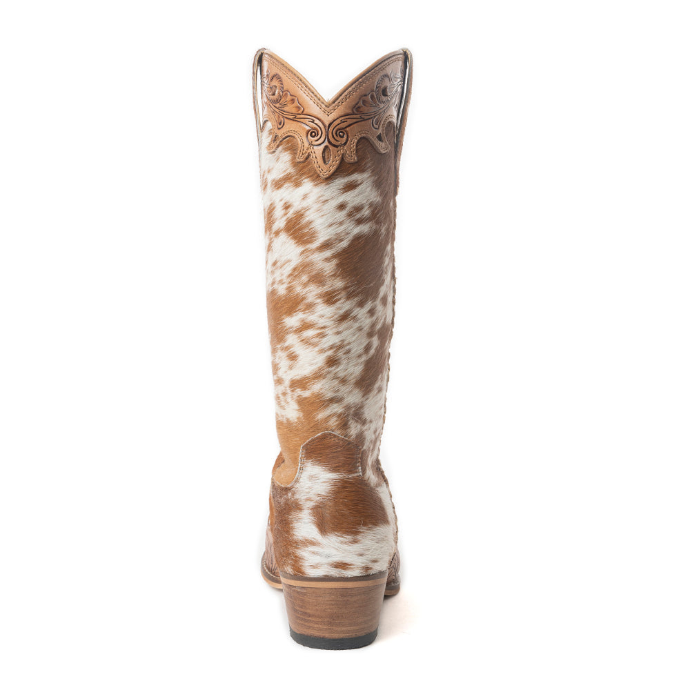 DAKOTA DUST HAND TOOLED BOOTS IN TAN AND WHITE BOOTS