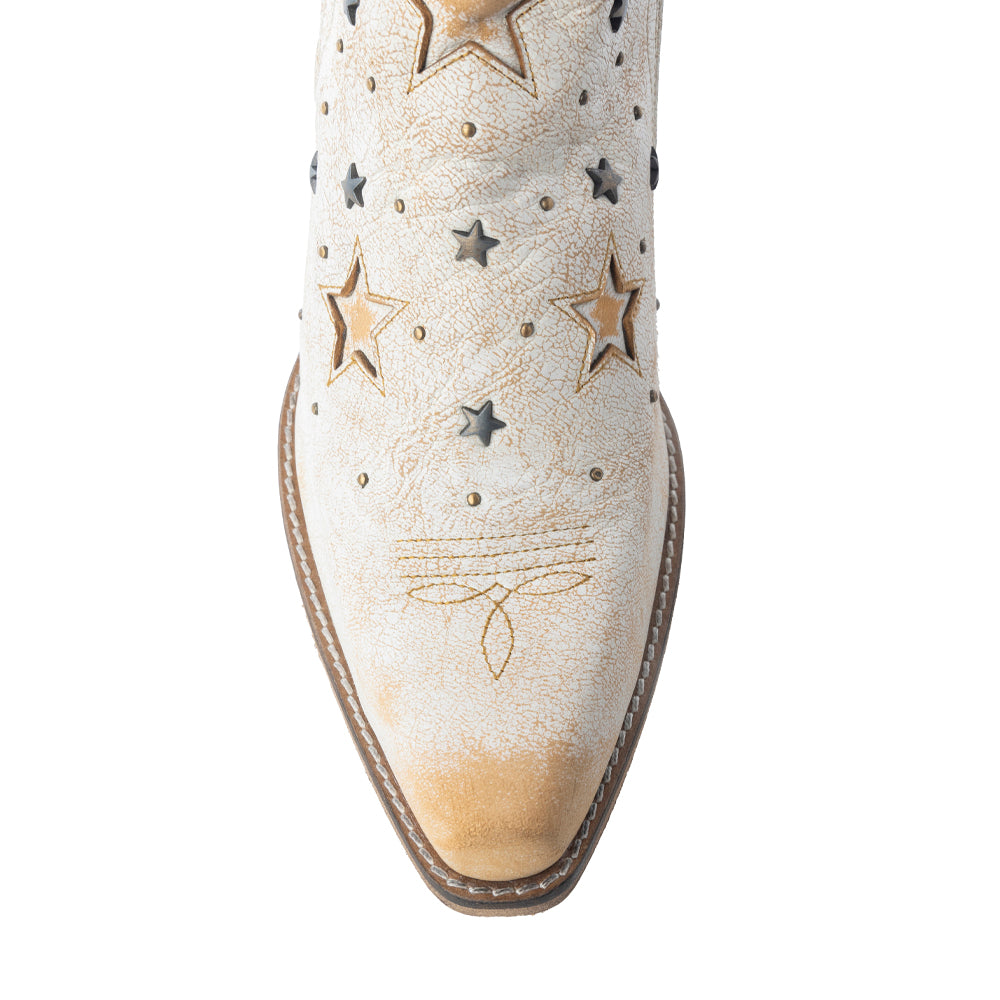 CELESTIAL STARDUST WESTERN BOOTIES IN WHITE Shoes