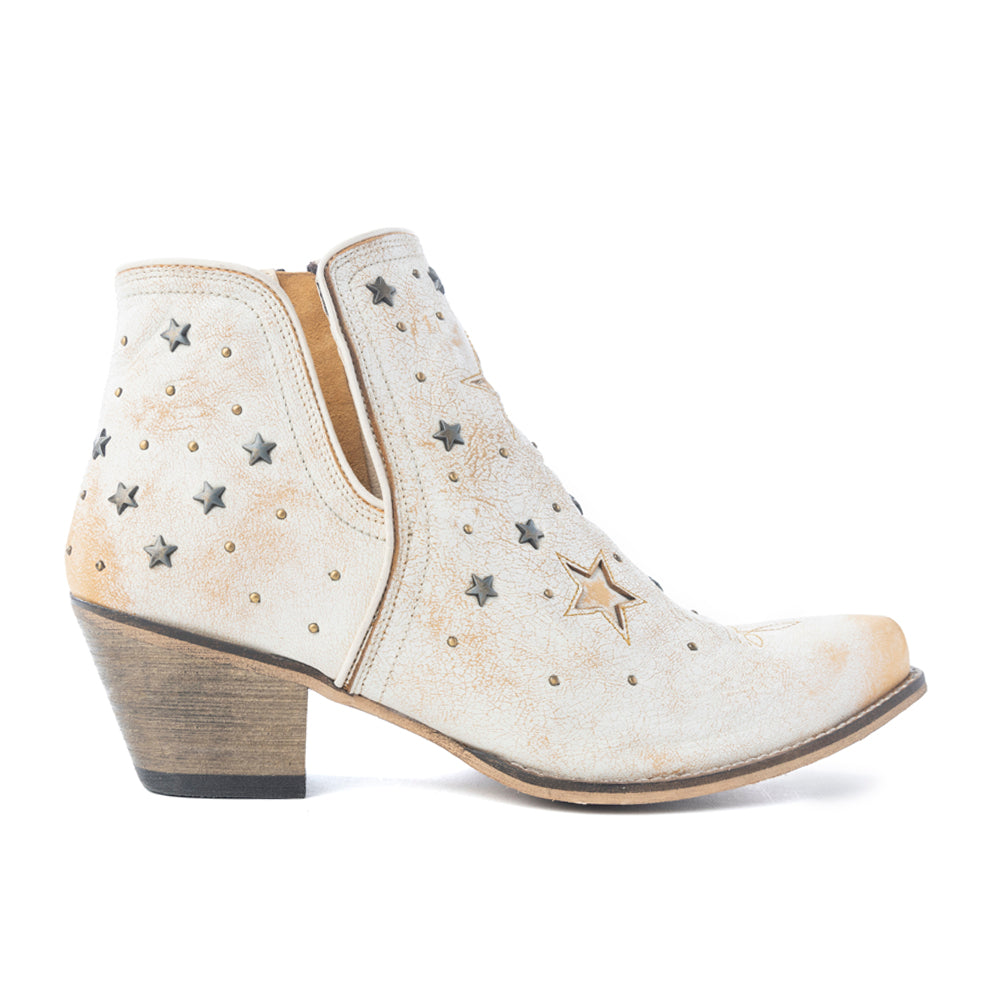 CELESTIAL STARDUST WESTERN BOOTIES IN WHITE Shoes