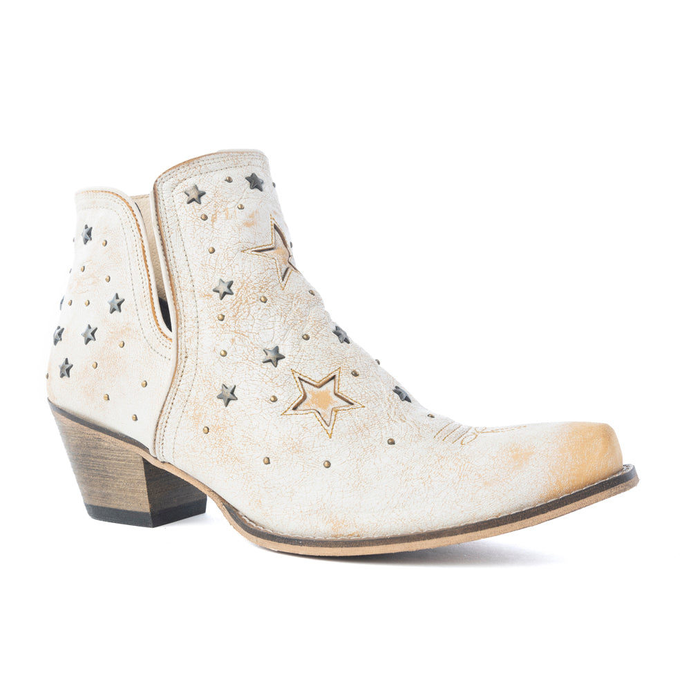 CELESTIAL STARDUST WESTERN BOOTIES IN WHITE Shoes