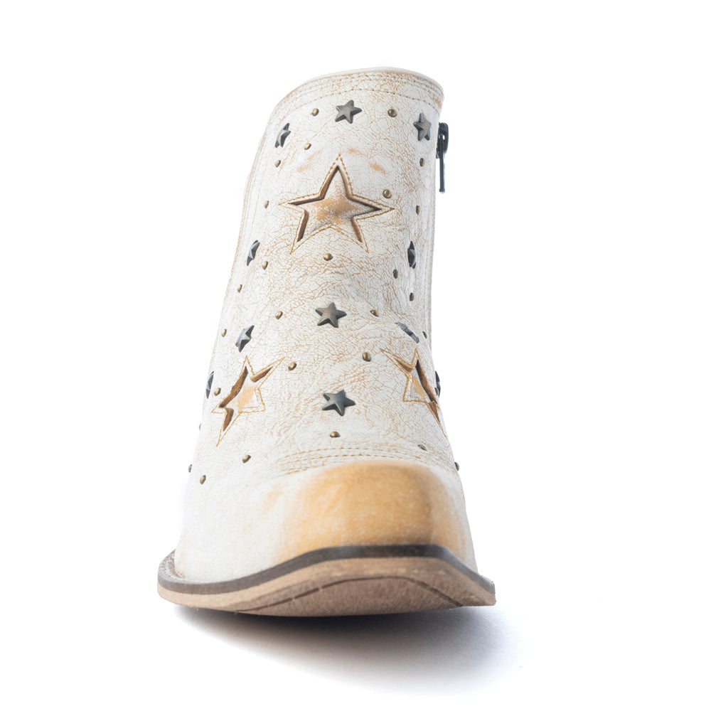 CELESTIAL STARDUST WESTERN BOOTIES IN WHITE Shoes