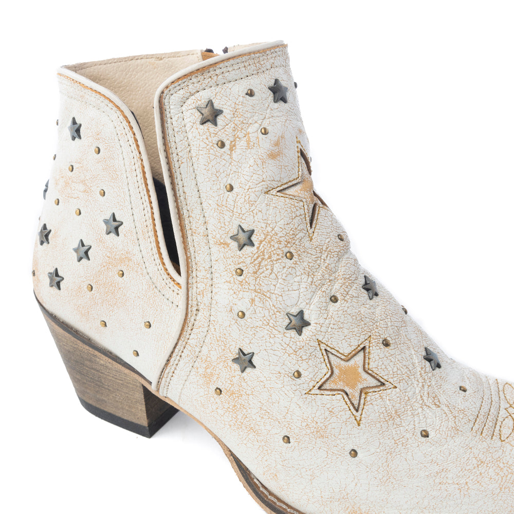 CELESTIAL STARDUST WESTERN BOOTIES IN WHITE Shoes