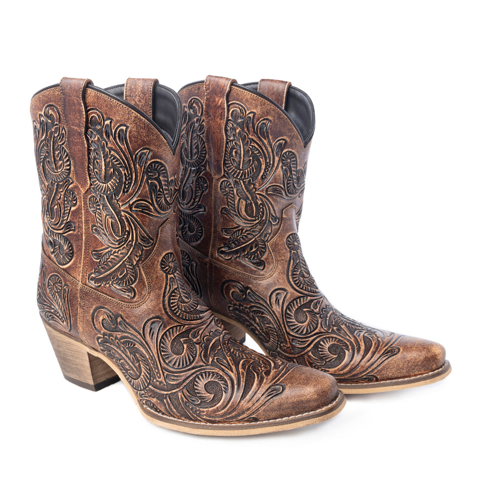 PAISLEY VINTAGE PATINA WESTERN BOOTS IN TAWNY BROWN Shoes