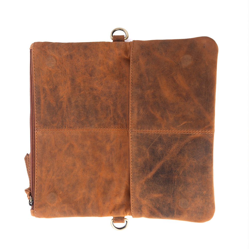 MYRA YELLOWSTONE PALISADE CLUTCH BAG WITH RIVETS IN AMBER Bags