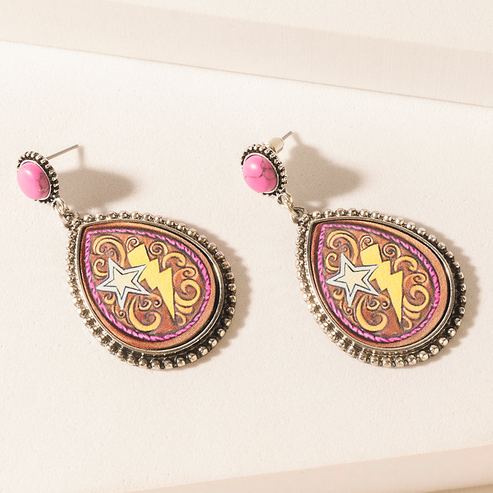 MYRA REBEL STAR EARRINGS IN FUCHSIA FLAME JEWELRY