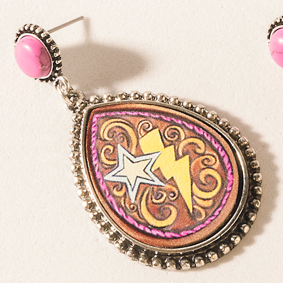 MYRA REBEL STAR EARRINGS IN FUCHSIA FLAME JEWELRY