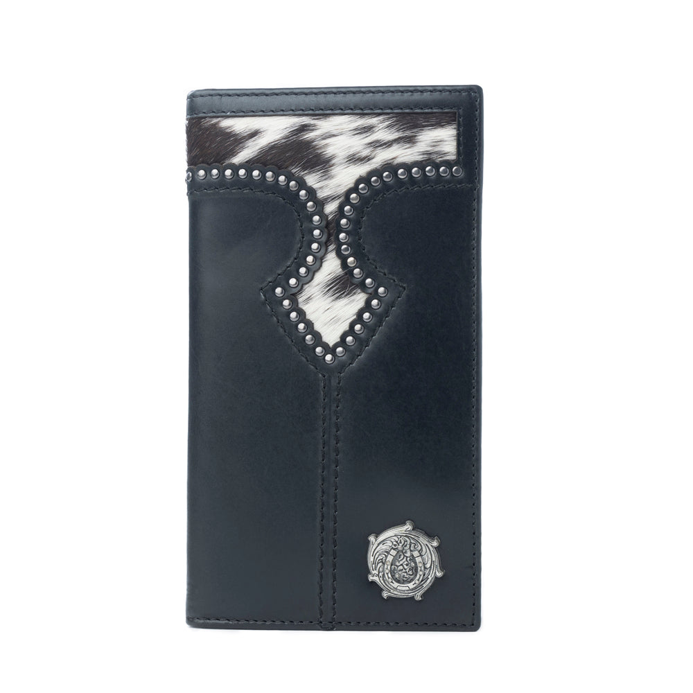 MYRA FRONTIER MARK HAIRON LEATHER WALLET FOR MEN IN DUSTHORN BLACK Wallets