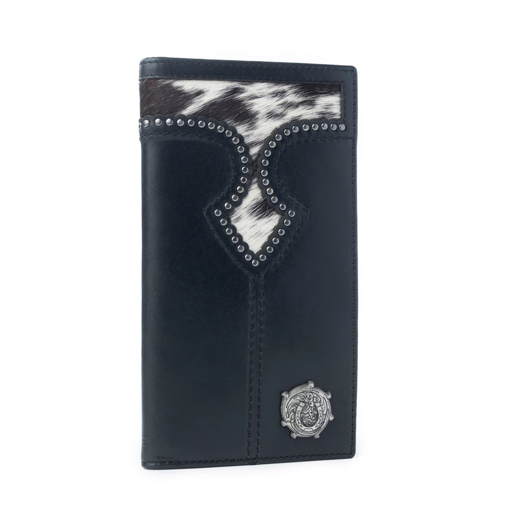 MYRA FRONTIER MARK HAIRON LEATHER WALLET FOR MEN IN DUSTHORN BLACK Wallets