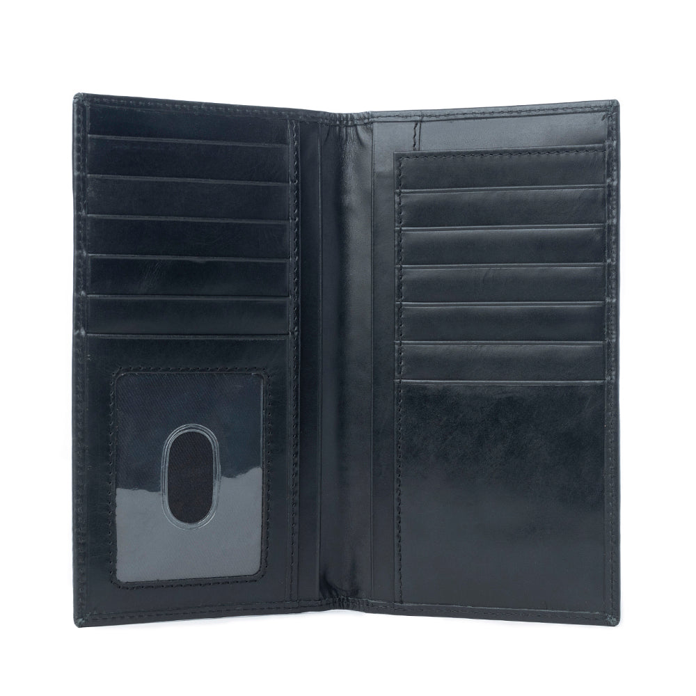 MYRA FRONTIER MARK HAIRON LEATHER WALLET FOR MEN IN DUSTHORN BLACK Wallets