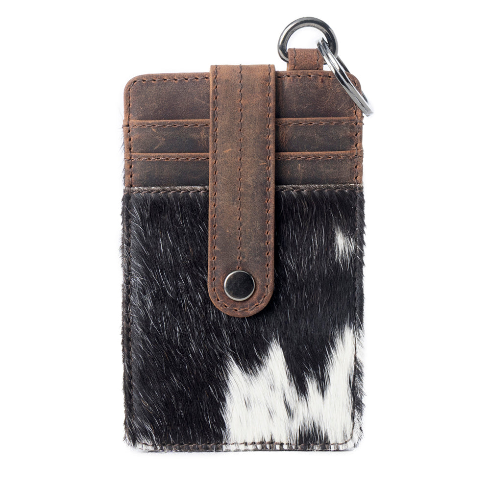 Myra Roper Card Holder for Women in black with hair-on detail Credit Card Holder