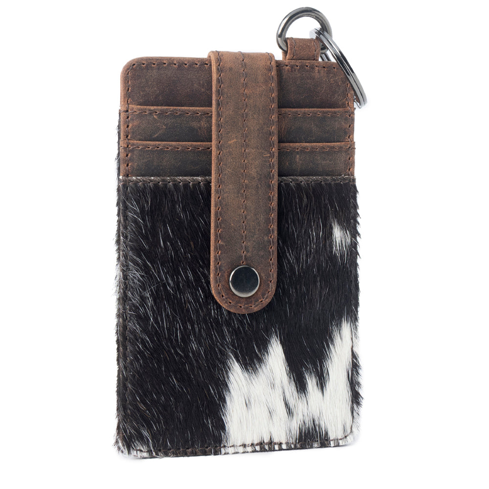 Myra Roper Card Holder for Women in black with hair-on detail Credit Card Holder