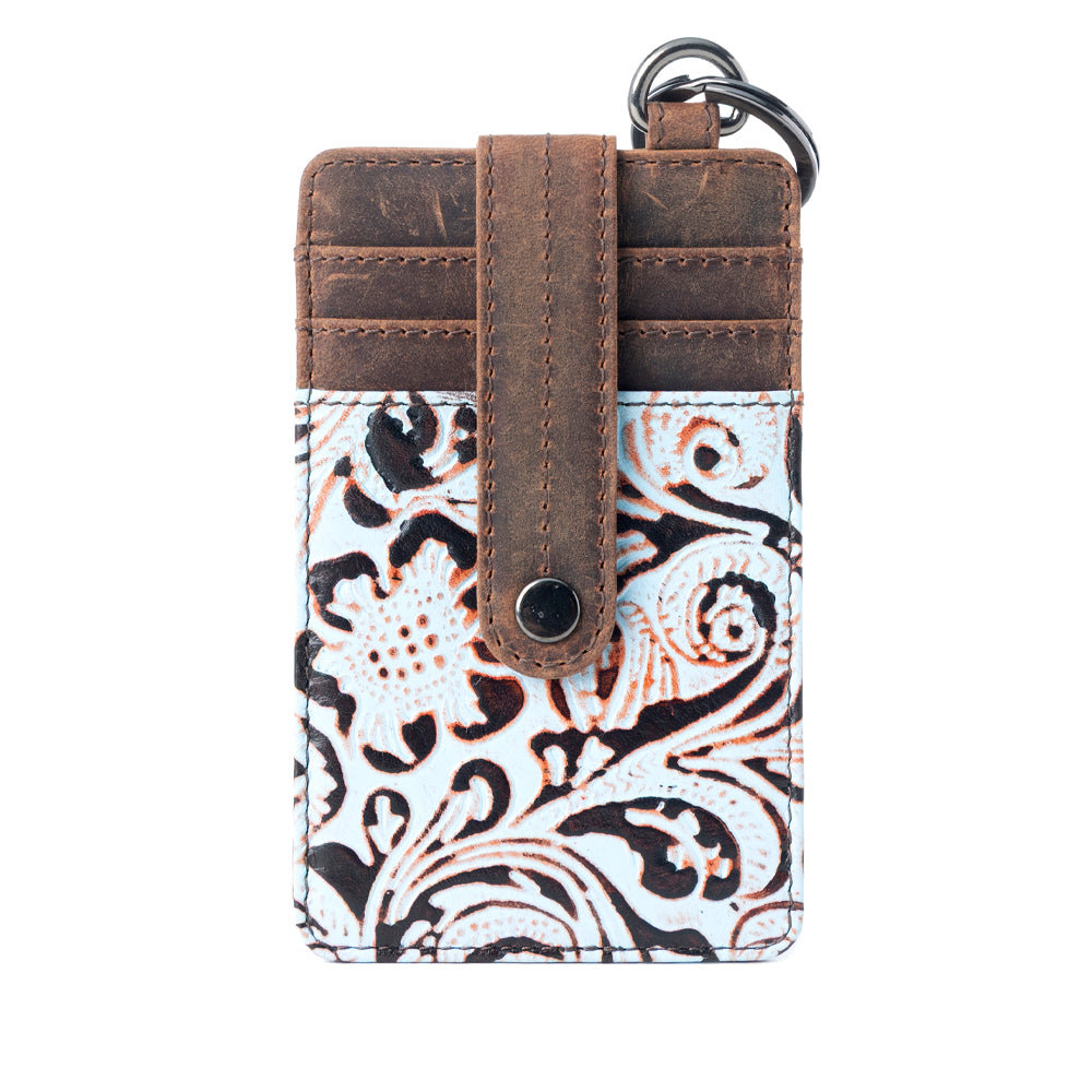 Myra Roper Embossed Card Holder for Women in blue with printed detail Credit Card Holder