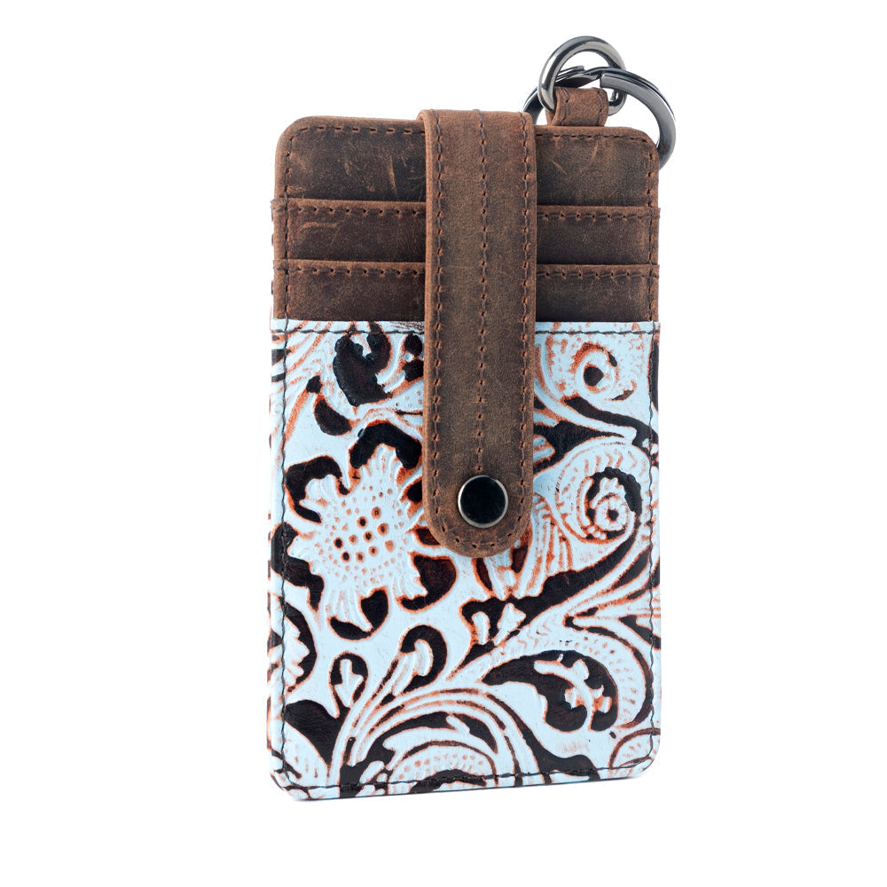 Myra Roper Embossed Card Holder for Women in blue with printed detail Credit Card Holder