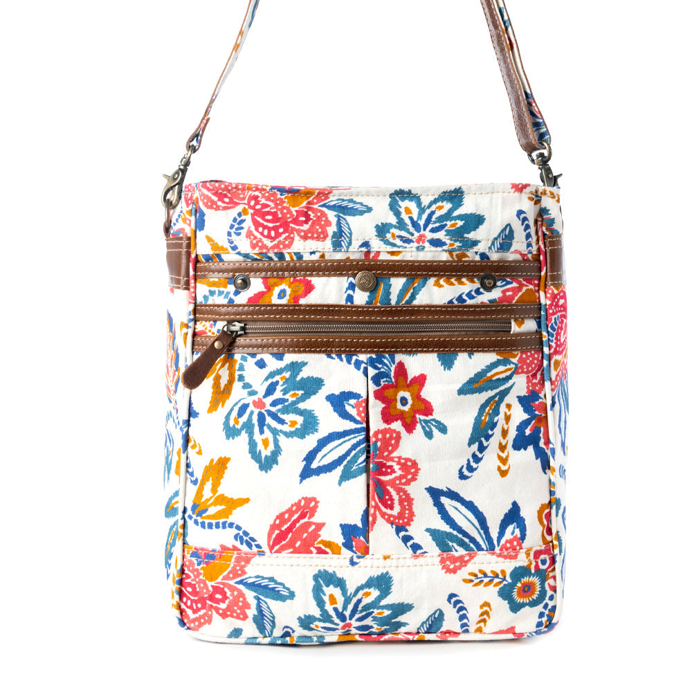 Myra Folkflora upcycled canvas concealed Carry Bag for Women in white Up-Cycled Canvas Bag