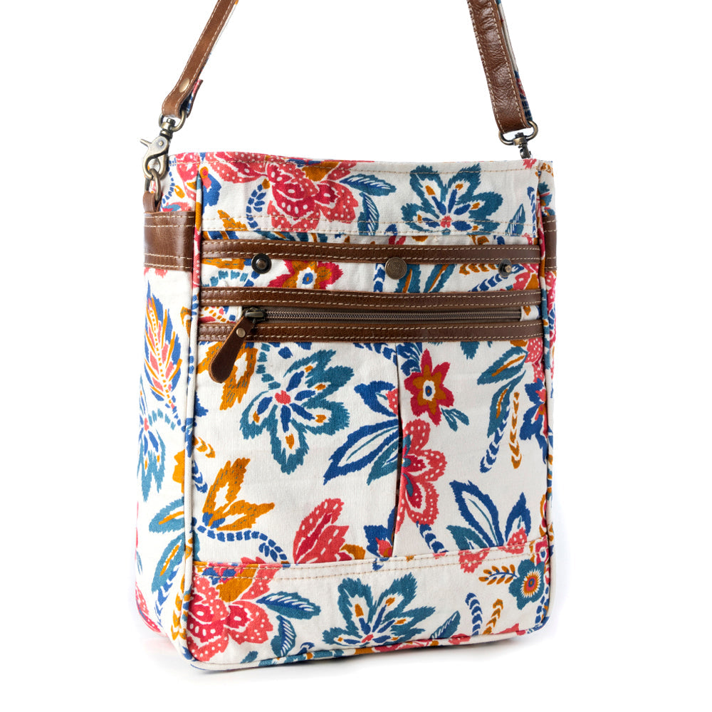 Myra Folkflora upcycled canvas concealed Carry Bag for Women in white Up-Cycled Canvas Bag