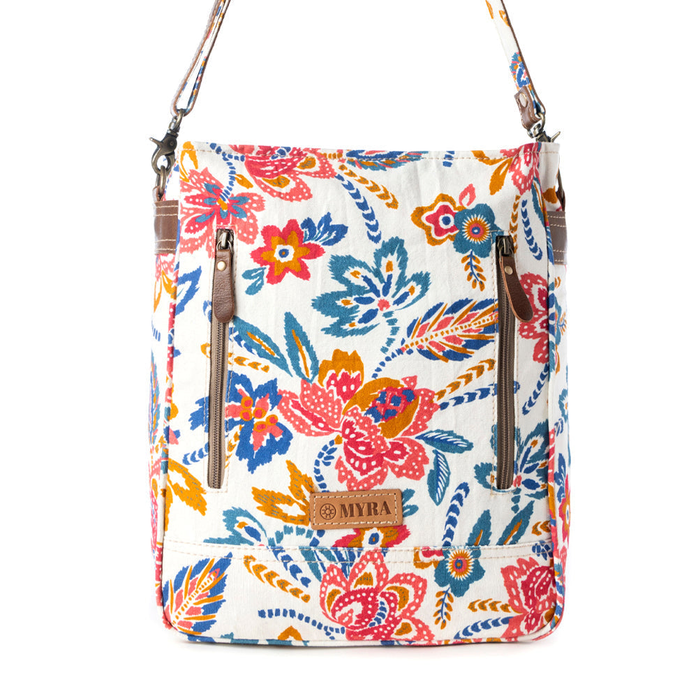 Myra Folkflora upcycled canvas concealed Carry Bag for Women in white Up-Cycled Canvas Bag