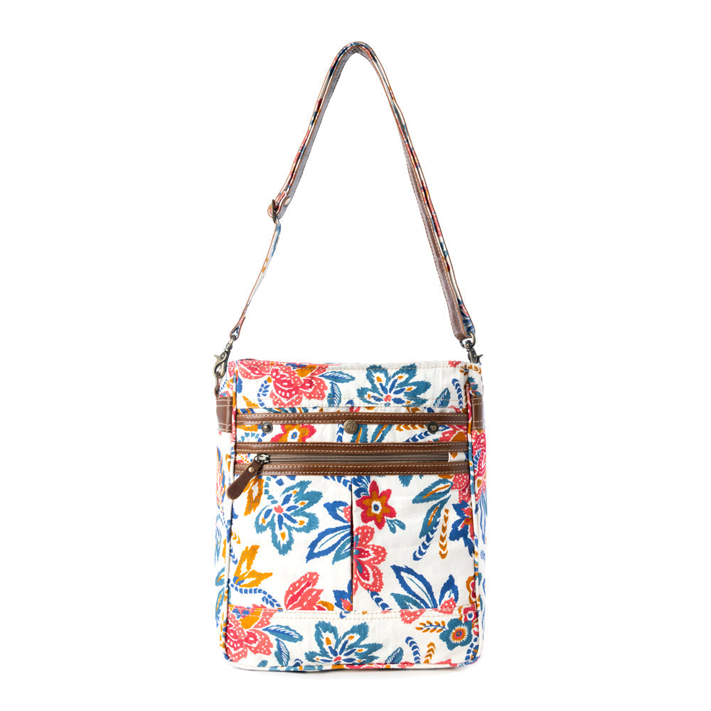 Myra Folkflora upcycled canvas concealed Carry Bag for Women in white Up-Cycled Canvas Bag