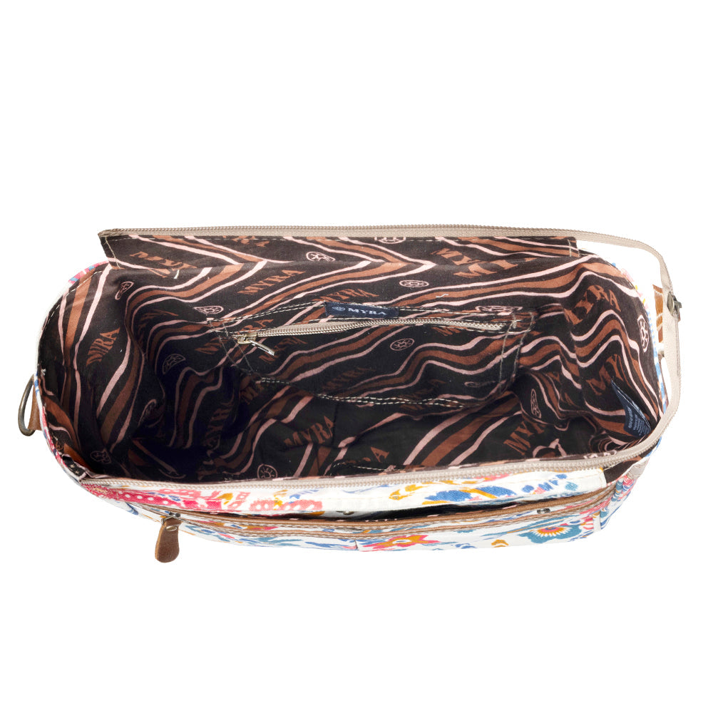 Myra Folkflora upcycled canvas concealed Carry Bag for Women in white Up-Cycled Canvas Bag