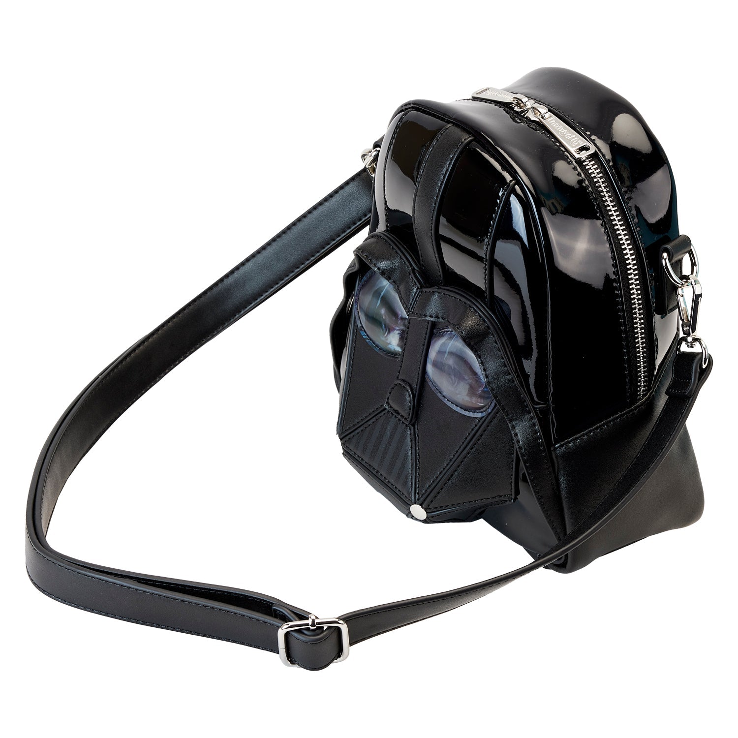 Black Darth Vader backpack with a strap on a white background