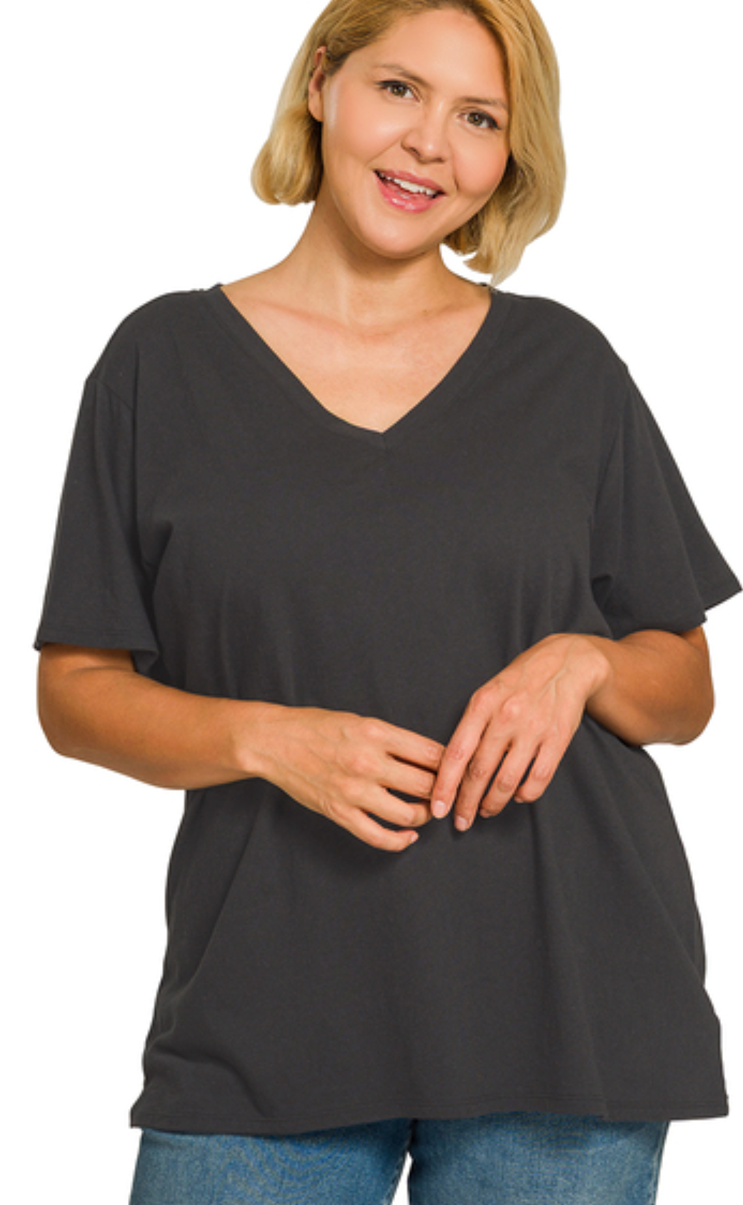 BOYFRIEND VNECK OVERSIZED TEE - BLACK AND HOT PINK - FINAL SALE Tshirts