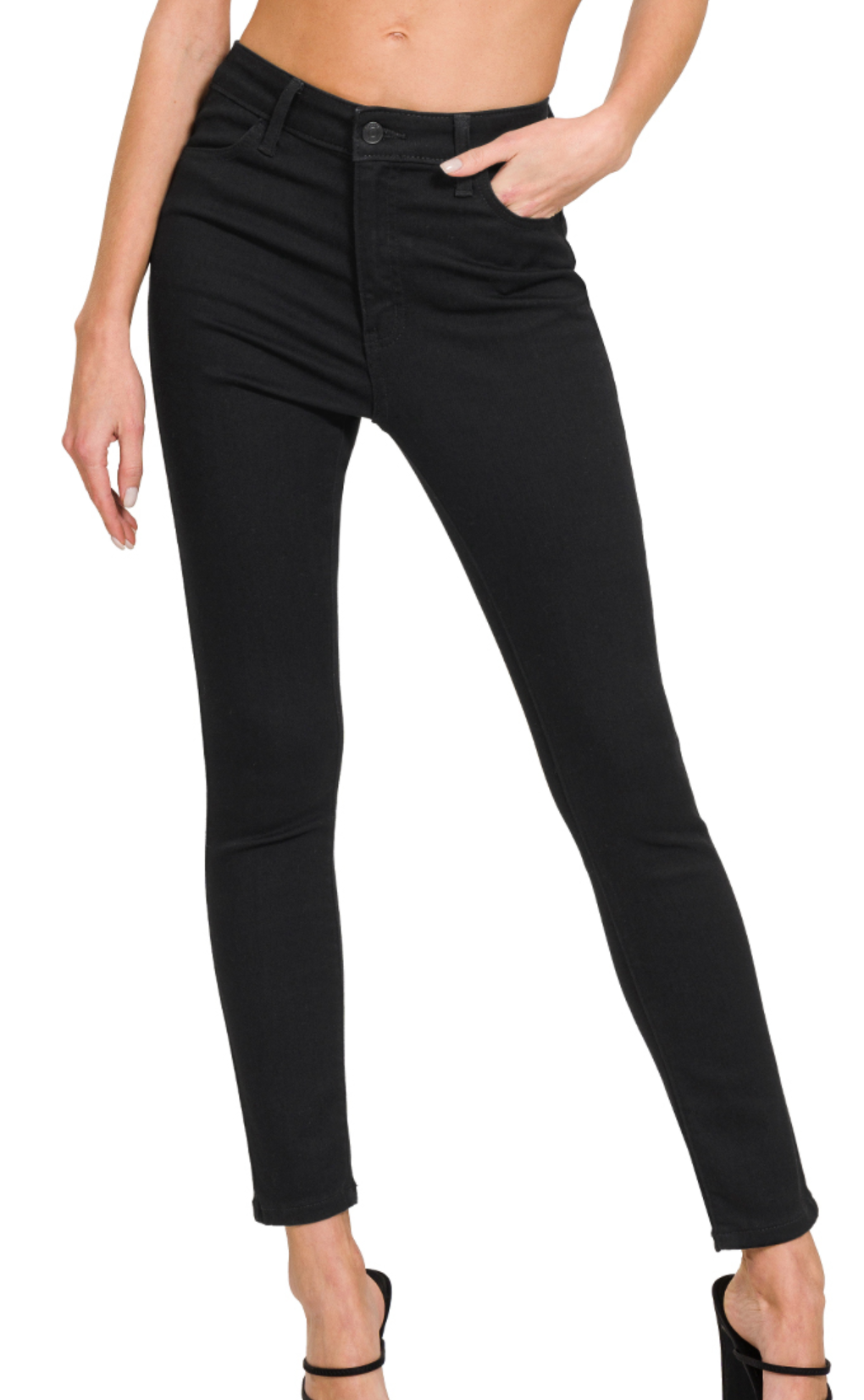 HIGH WAIST SKINNY JEGGING JEANS - BLACK Jeans