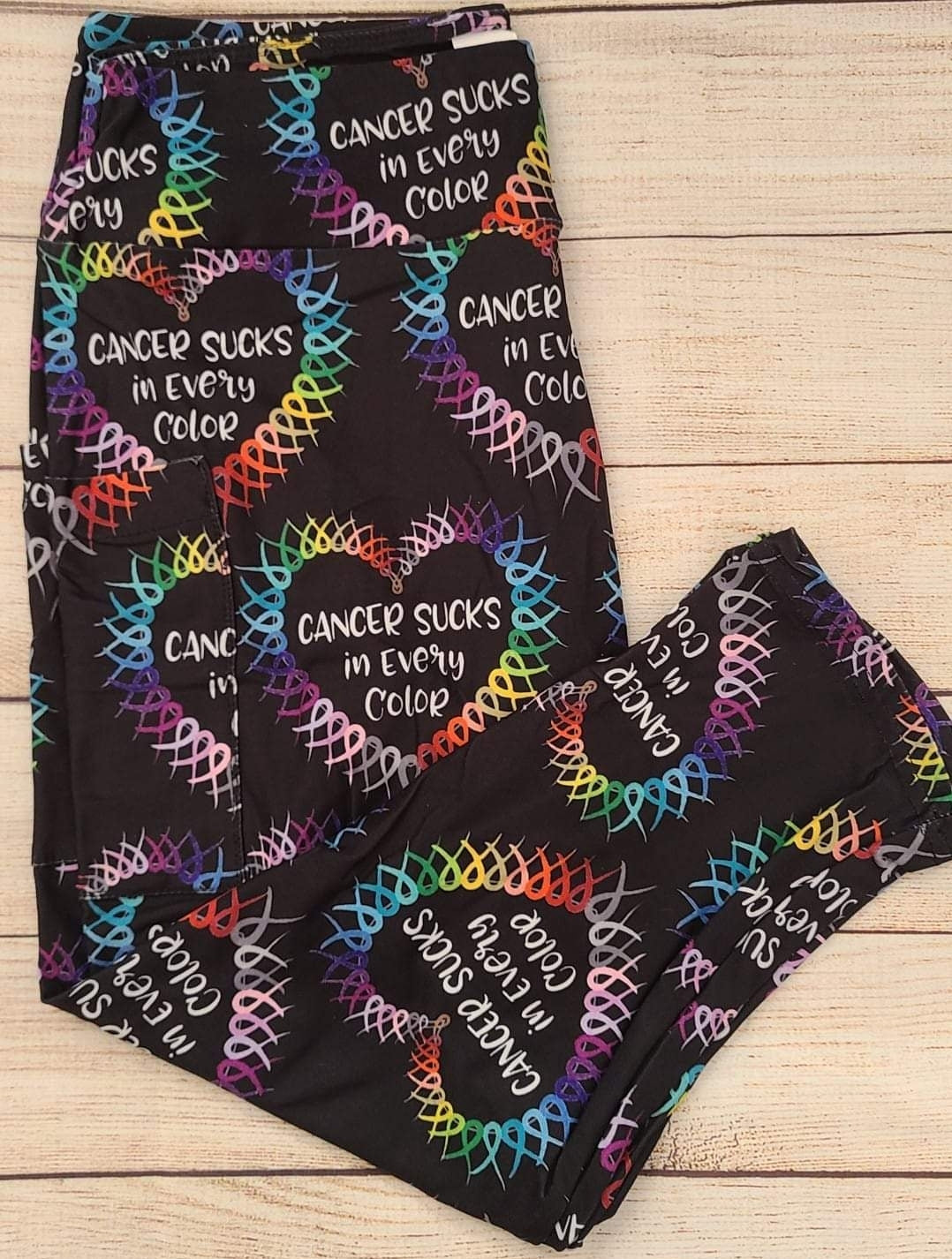CANCER SUCKS LEGGINGS AND CAPRI WITH POCKETS