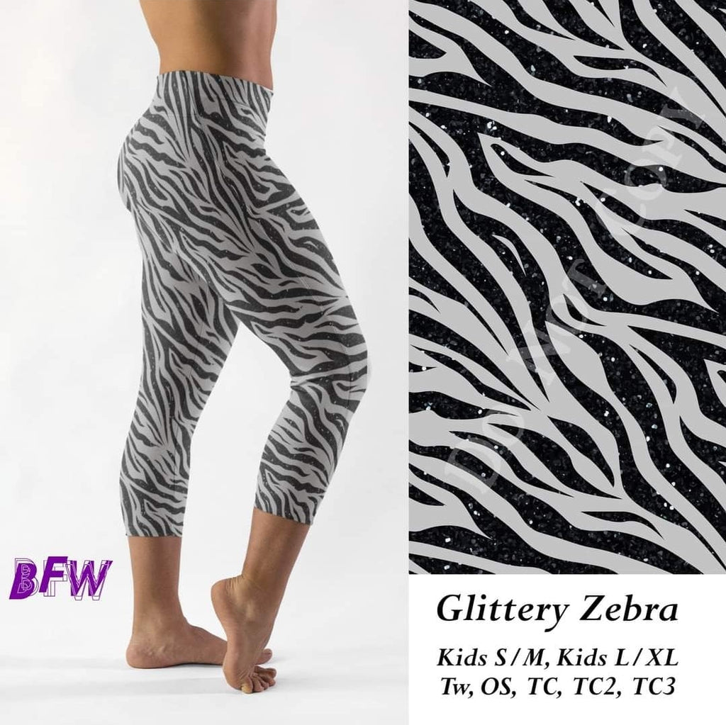 Glittery Zebra skorts and capris with pockets