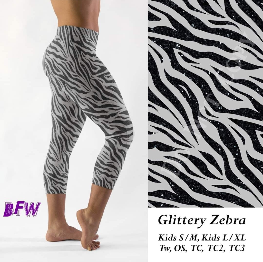 Glittery Zebra skorts and capris with pockets