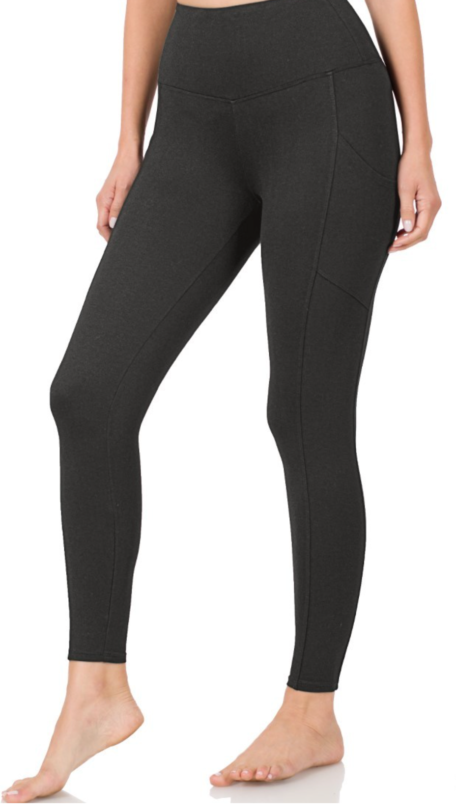 SOLID COLOR BRUSHED DTY FULL LENGTH LEGGINGS WITH POCKETS LEGGINGS