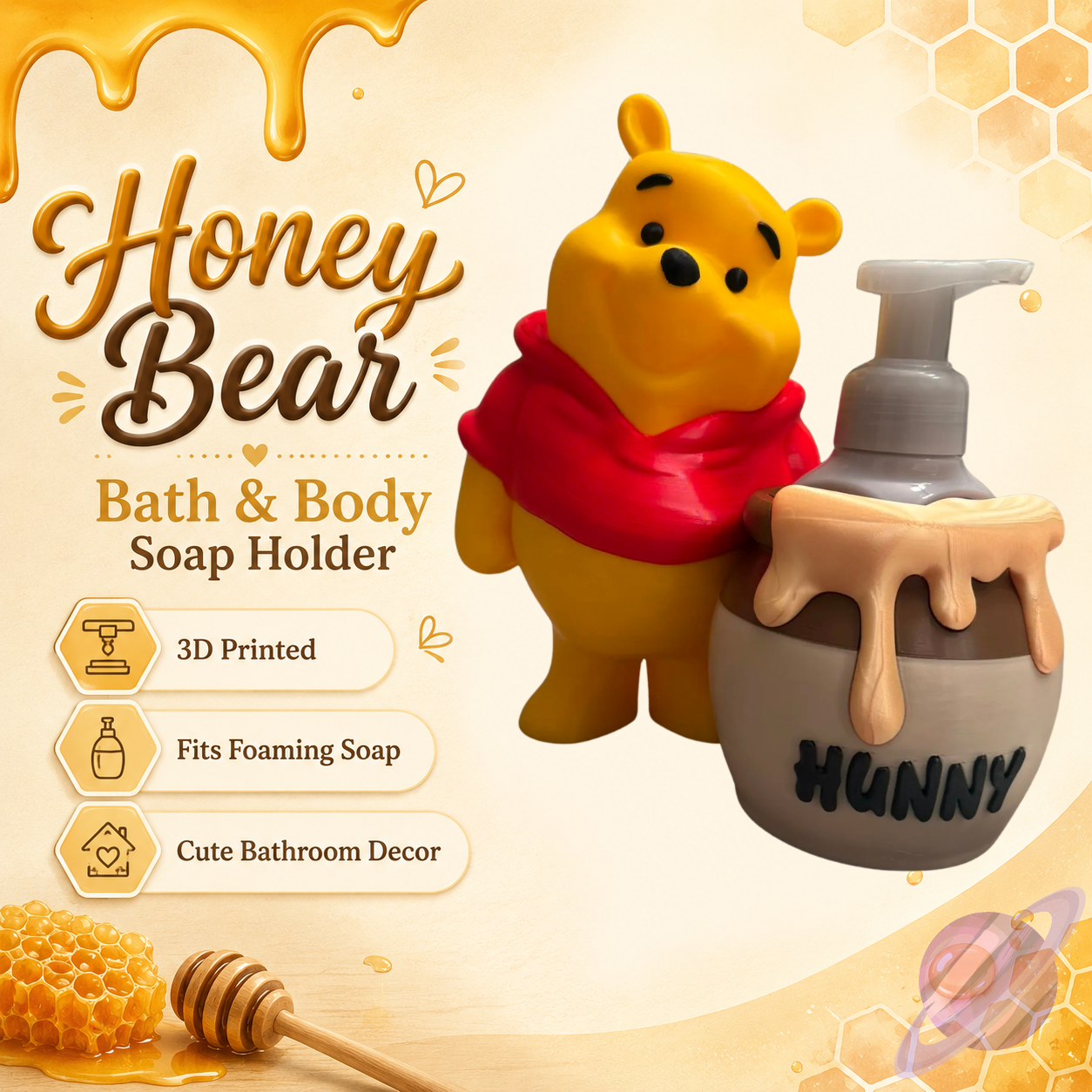HONEY BEAR SOAP HOLDER - CUSTOM 3D PRINTED