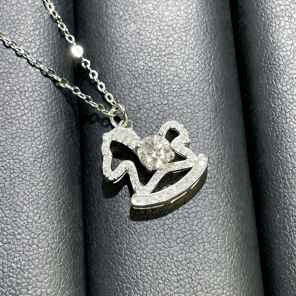 MOISSANITE .925 STERLING SILVER ROCKING HORSE NECKLACE Necklace