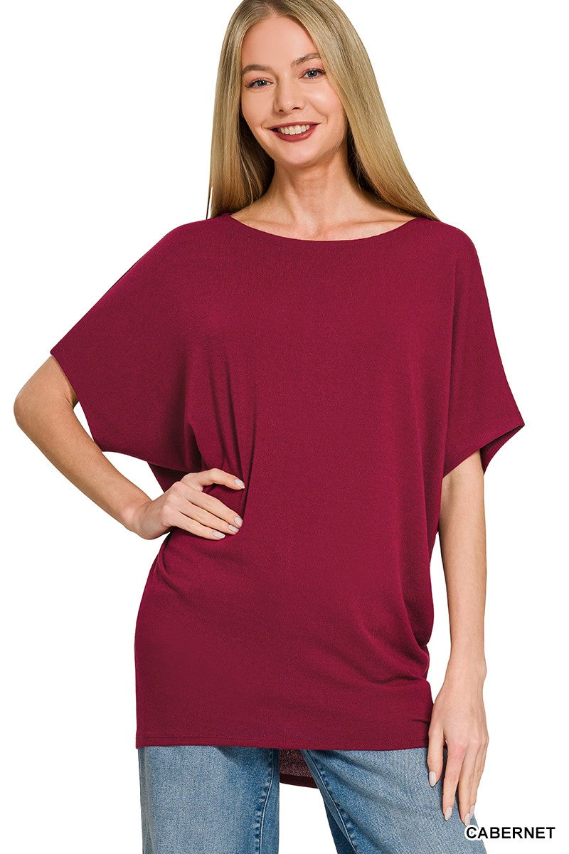 ZENANA HACCI DOLMAN SLEEVE BOAT NECK TOP - SEEN ON LIVE!! TOP